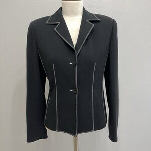 Aurelia Women's Blazer Jacket Size‎ 4 Black White Lined Long Sleeve